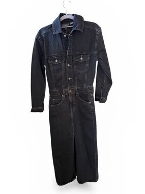 Black Denim Dress - Button Front